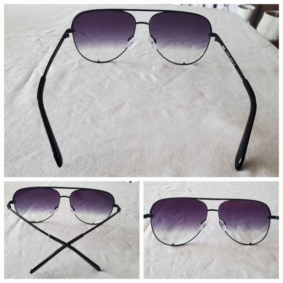 NWT QUAY of Australia Sunglasses "High Key" Aviator Black Fade w/ Case & Cloth - Picture 4 of 12